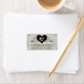 グレーブラック&ホワイトスケルトンのハート結婚のアドレス ラベル (インサイチュ)