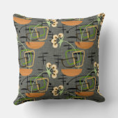 グレーブラック&金ゴールドハウスプラント | Mid-Centuryレトロ クッション (裏面)