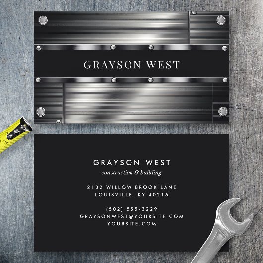 グレーブラッシュメタルモダン男らし 名刺