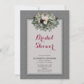 グレーブルゴーニュフローラウォーターカラーブライダルシャワー 招待状 (正面)