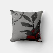 グレーブルゴーニュレッド&ブラックウォーター色植物学 クッション (正面)