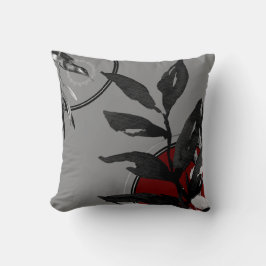 グレーブルゴーニュレッド&ブラックウォーター色植物学 クッション