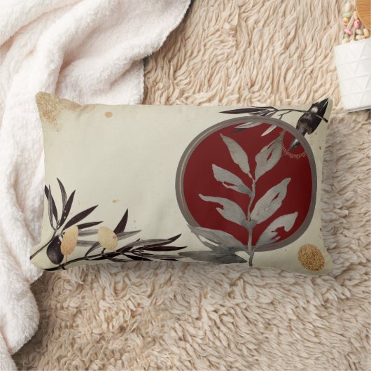 グレーブルゴーニュ芸術的ー抽象芸術水彩 ランバークッション (ブランケット)