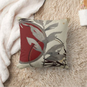 グレーブルゴーニュ&クリームウォーター芸術的カラー葉の クッション (ブランケット)