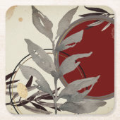 グレーブルゴーニュ&クリー芸術的ム抽象芸術水彩 スクエアペーパーコースター (正面)