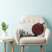 グレーブルゴーニュ&ブラック芸術的抽象芸術水彩 ランバークッション (椅子)