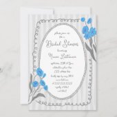 グレーブルーお洒落ハンド絵を描ブライダルシャワー 招待状 (正面)