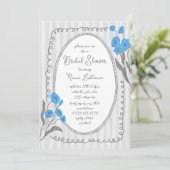 グレーブルーお洒落ハンド絵を描ブライダルシャワー 招待状 (スタンド正面)
