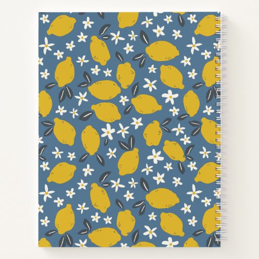 グレーブルーかわいらしイエローレモンパターンレシピ ノートブック (裏面)