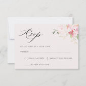 グレーブルーとフラッシュの花モチーフのゴールドの出欠確認カード 出欠カード (正面)