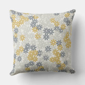 グレーブルーと金ゴールドフローラデイジーソファ クッション (裏面)