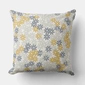 グレーブルーと金ゴールドフローラデイジーソファ クッション (正面)