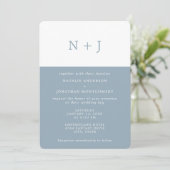 グレーブルーのシンプル エレガント クラシック ミニマル ウェディング 招待状 (スタンド正面)