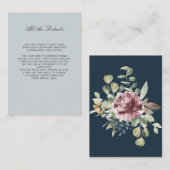 グレーブルーのモノクロ結婚詳細方向 エンクロージャーカード (正面/裏面)