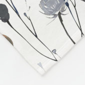 グレーブルーの水彩花柄名前 フリースブランケット (角)