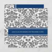 グレーブルーの誓結婚いの更新招待状 招待状 (正面/裏面)