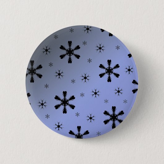 グレーブルーの雪の結晶ボタン 缶バッジ (正面)