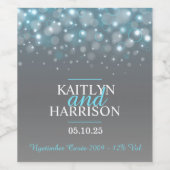 グレーブルーアクアバブルカスタムウェディングワインラベル ワインラベル (シングルラベル)