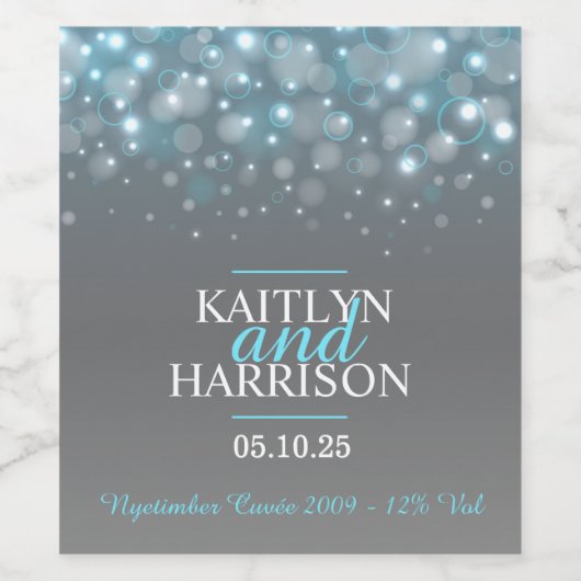 グレーブルーアクアバブルカスタムウェディングワインラベル ワインラベル (シングルラベル)