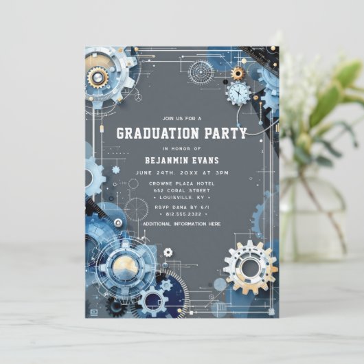 グレーブルーギアエンジニアリング卒業写真 招待状 (スタンド正面)