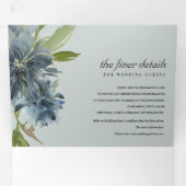 グレーブルーグリーン金ゴールドフローラ水カラー結婚ズ 三つ折り招待状 (内部最初)