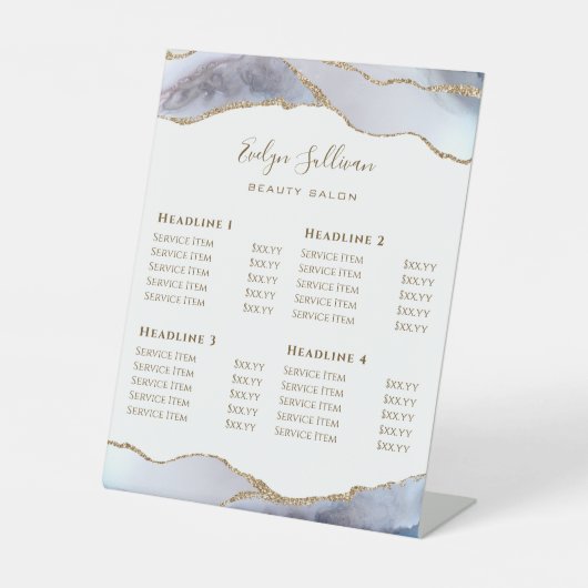 グレーブルーゲート美しいサロン価格表 台座サイン (正面)