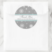 グレーブルーサンキューウィンターウェディングメッセージカード ラウンドシール (バッグ)