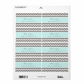 グレーブルーシェブロンのウェディングラベル ラベル (フルシート)