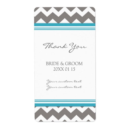 グレーブルーシェブロンのウェディングラベル ラベル (正面)