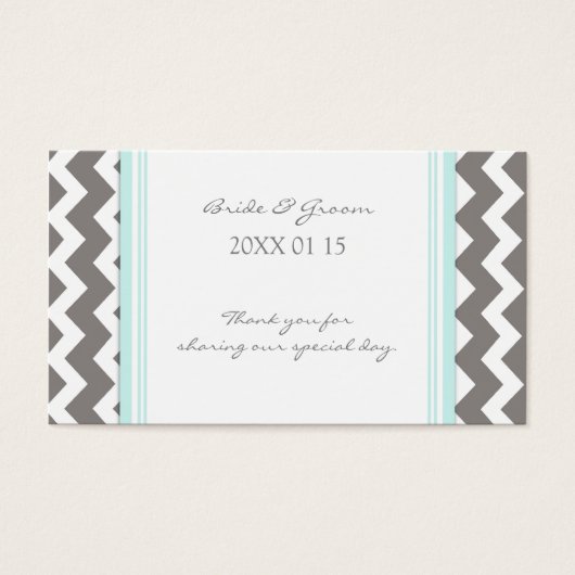 グレーブルーシェブロン結婚式の引き出物ラベル (正面)