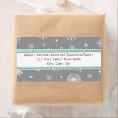グレーブルースノーフレークスクリスマス住所 シール (インサイチュ)