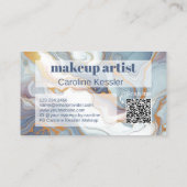 グレーブルーバイオレットパープルホワイト金ゴールド大理石パターン 名刺 (裏面)