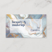 グレーブルーバイオレットパープルホワイト金ゴールド大理石パターン 名刺 (正面)