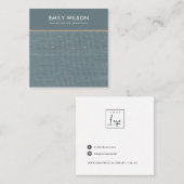 グレーブルーバーラップリネンスタッドイヤリングディスプレイカード スクエア名刺 (正面/裏面)