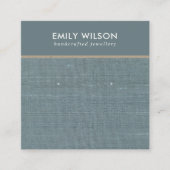 グレーブルーバーラップリネンスタッドイヤリングディスプレイカード スクエア名刺 (正面)