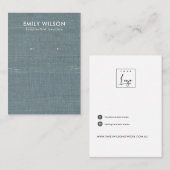 グレーブルーバーラップリネンネックレスイヤリングディスプレイ 名刺 (正面/裏面)