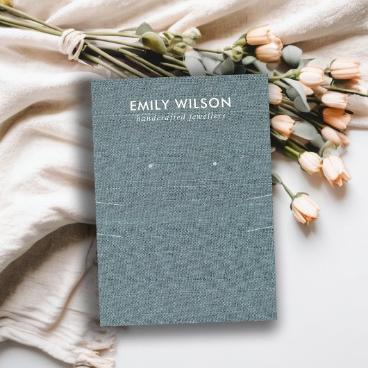 グレーブルーバーラップ長ネックレスイヤリングディスプレイ 名刺