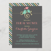 グレーブルーピンクロベバーズブライダルシャワー招待 招待状 (正面/裏面)