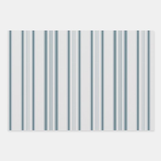 グレーブルーファームハウスストライプズ ラッピングペーパーシート (正面3)