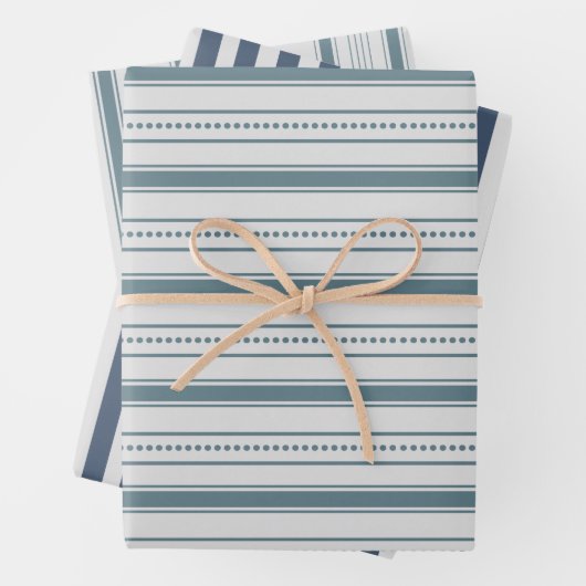 グレーブルーファームハウスストライプズ ラッピングペーパーシート (インサイチュ)