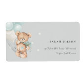 グレーブルーベアーバルーンフローラバンチハートアドレス ラベル (正面)