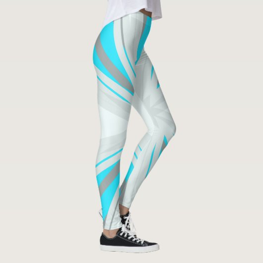 グレーブルーホワイトウィンタークリスマススタージムヨガ レギンス (右)