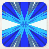 グレーブルーホワイトウィンタークリスマススタースノーフレーク スクエアペーパーコースター (正面)