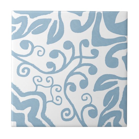 グレーブルーホワイトヴィンテージオリジナルユニーク水色 タイル (正面)