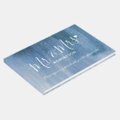 グレーブルーモダンアートカスタムウェディングゲストブック ゲストブック (コーナー)