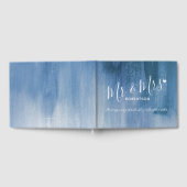 グレーブルーモダンアートカスタムウェディングゲストブック ゲストブック (全面)