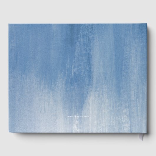 グレーブルーモダンアートカスタムウェディングゲストブック ゲストブック (裏面)