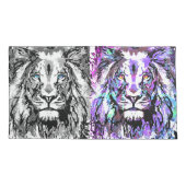 グレーブルーライオンヘッド – ライオンピローカッコいいケース 枕カバー (裏面)