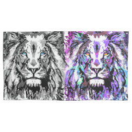 グレーブルーライオンヘッド – ライオンピローカッコいいケース 枕カバー