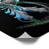 グレーブルーリボンT1d糖尿病を保持するハミングバード ポスター (角)